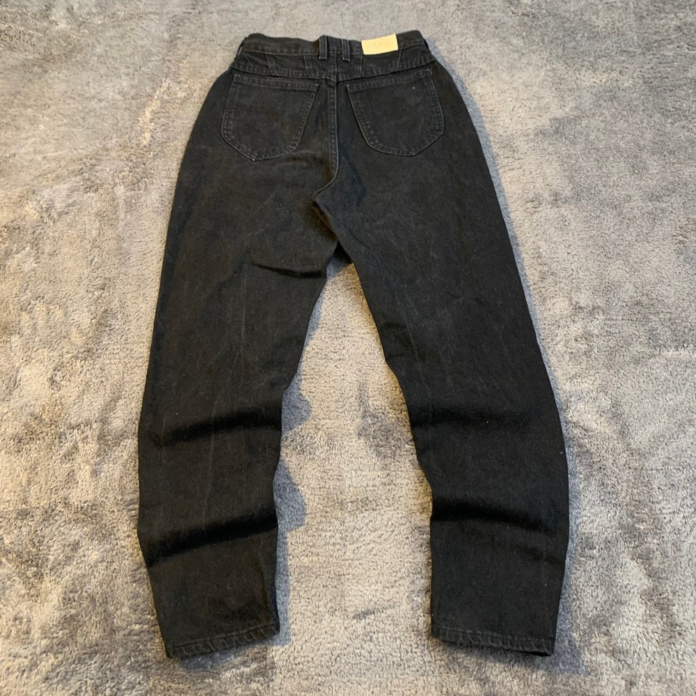 LL Bean Vintage High Waisted Mom Jeans Black Made in USA‎ Tapered 8